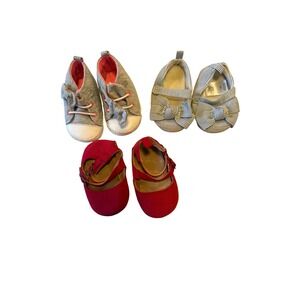 Old Navy Baby Girl Shoes Bundle 3 Pairs Red Mary Janes Gray Sneakers 3-6M